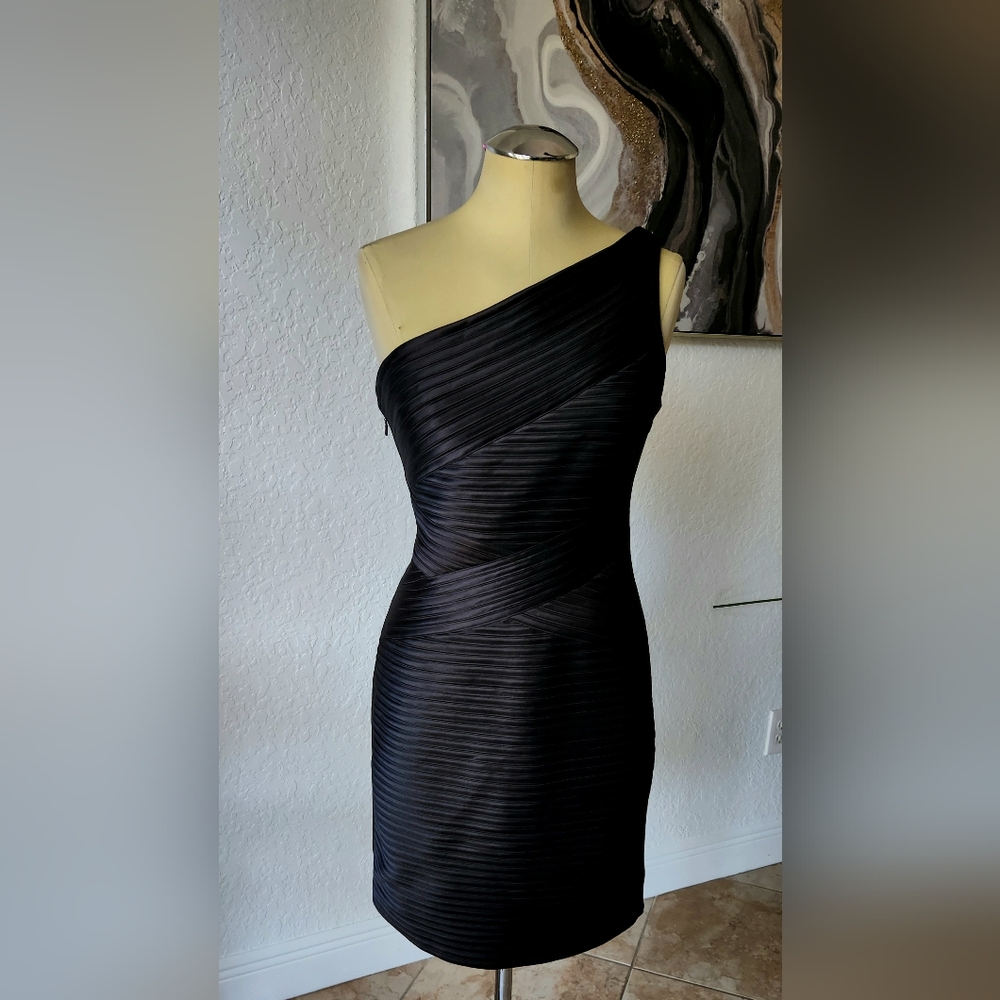 BCBGMaxAzria Black One Shoulder Dress